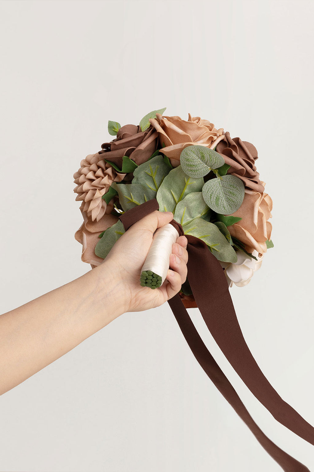 Round Bridesmaid Bouquets in Earth Brown & Sand Beige (Set of 4)