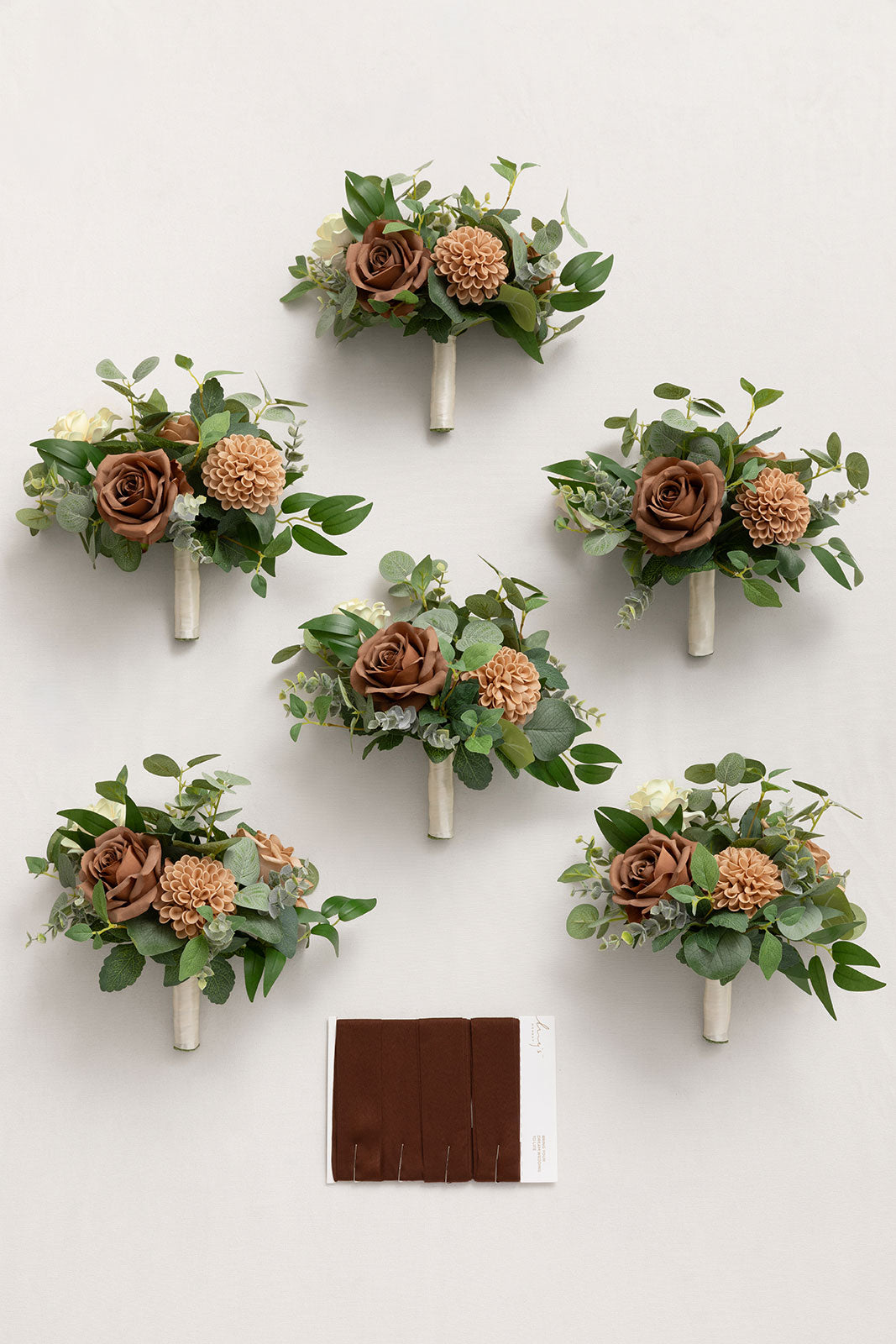 7" Bridesmaid Posy in Earth Brown & Sand Beige (Set of 6 )