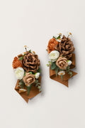Wrist and Shoulder Corsages in Earth Brown & Burnt Orange & Sand Beige (Set of 2)