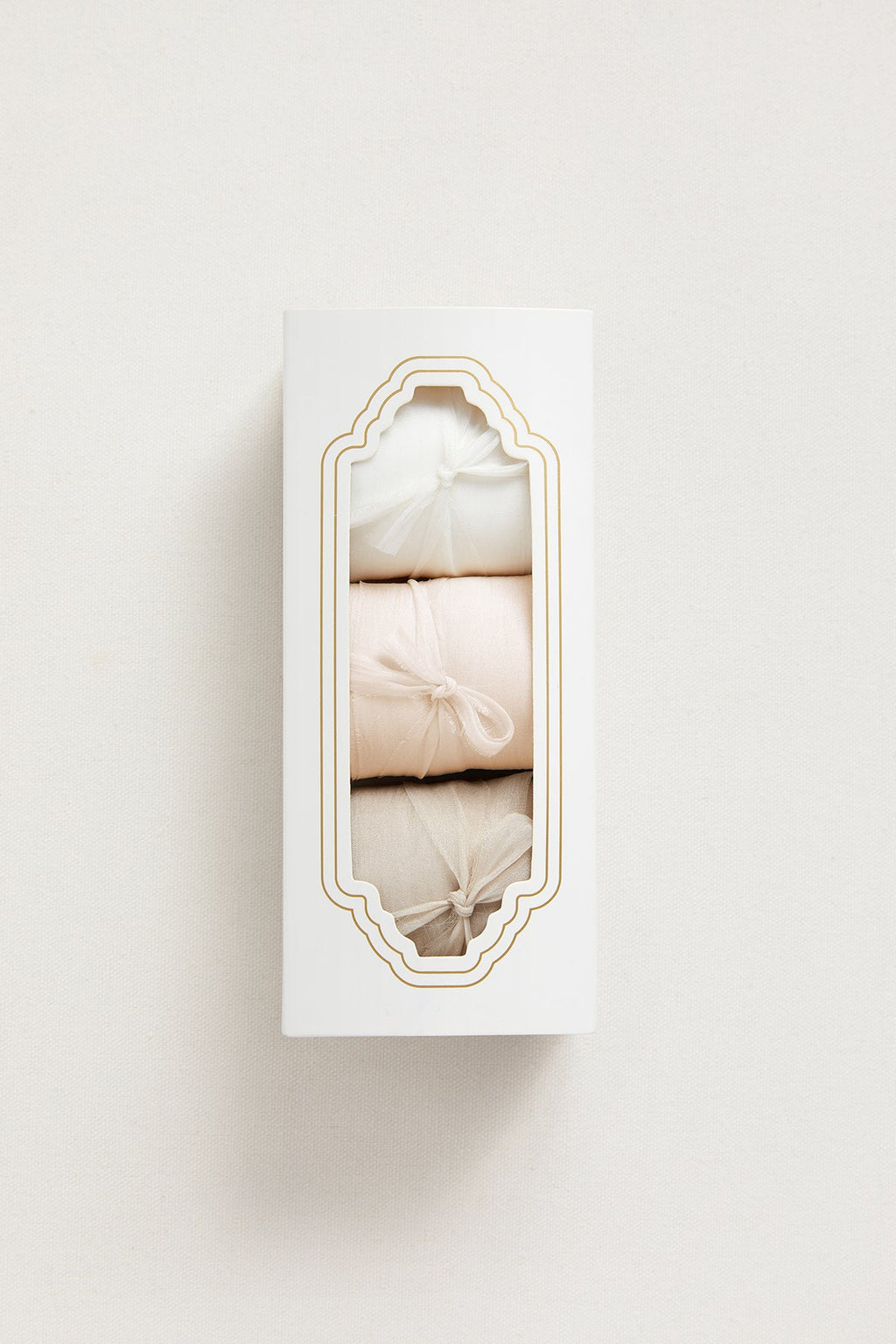 Brown & White & Almond Chiffon Ribbons 1.5" w x 6 Yards (Set of 3)