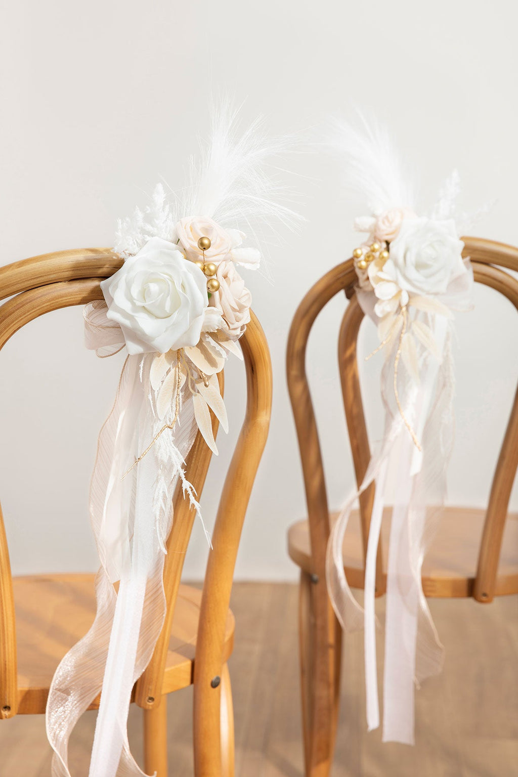 Wedding Aisle Decoration Pew Flowers in White & Beige | Clearance