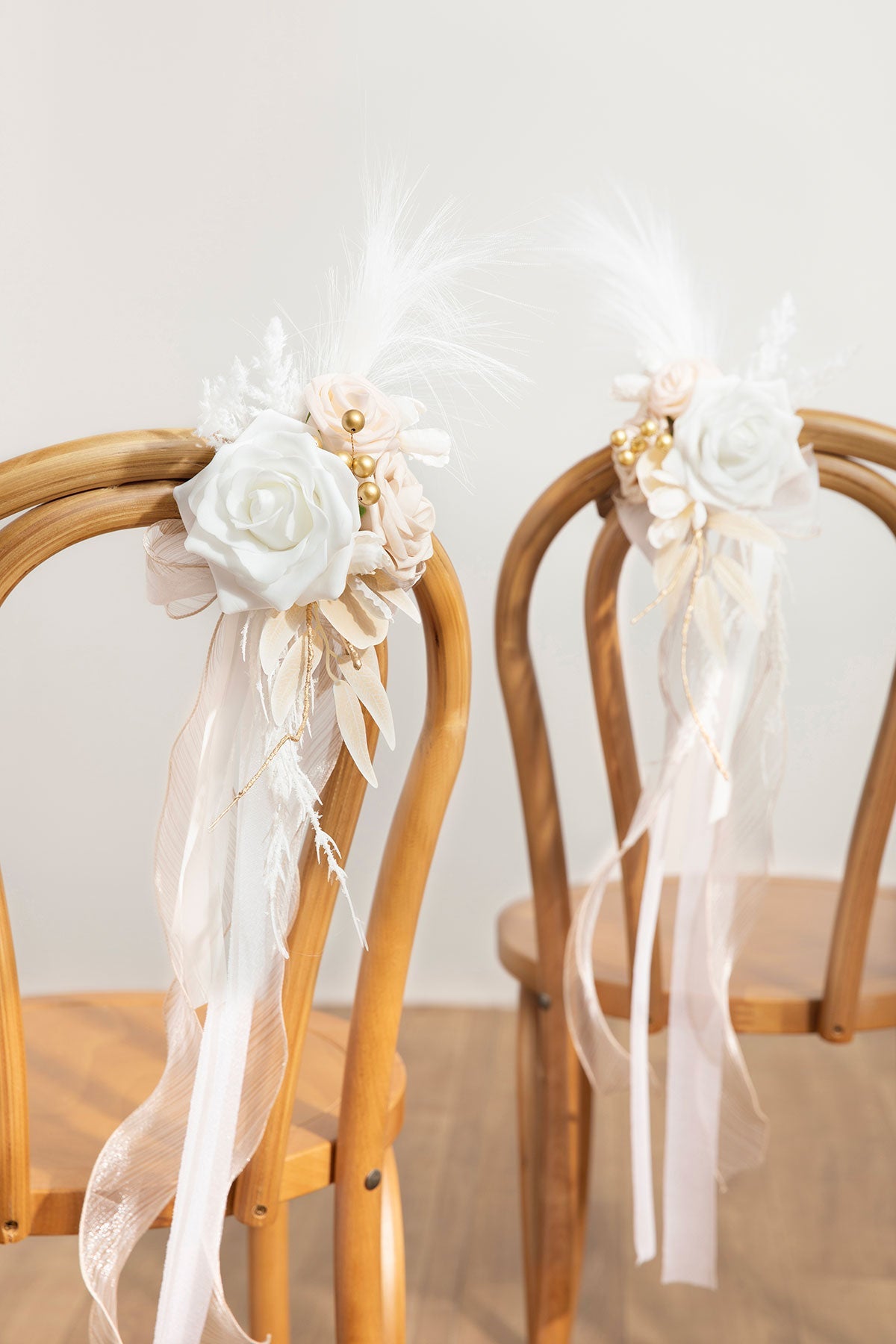 Wedding Aisle Decoration Pew Flowers in White & Beige | Clearance