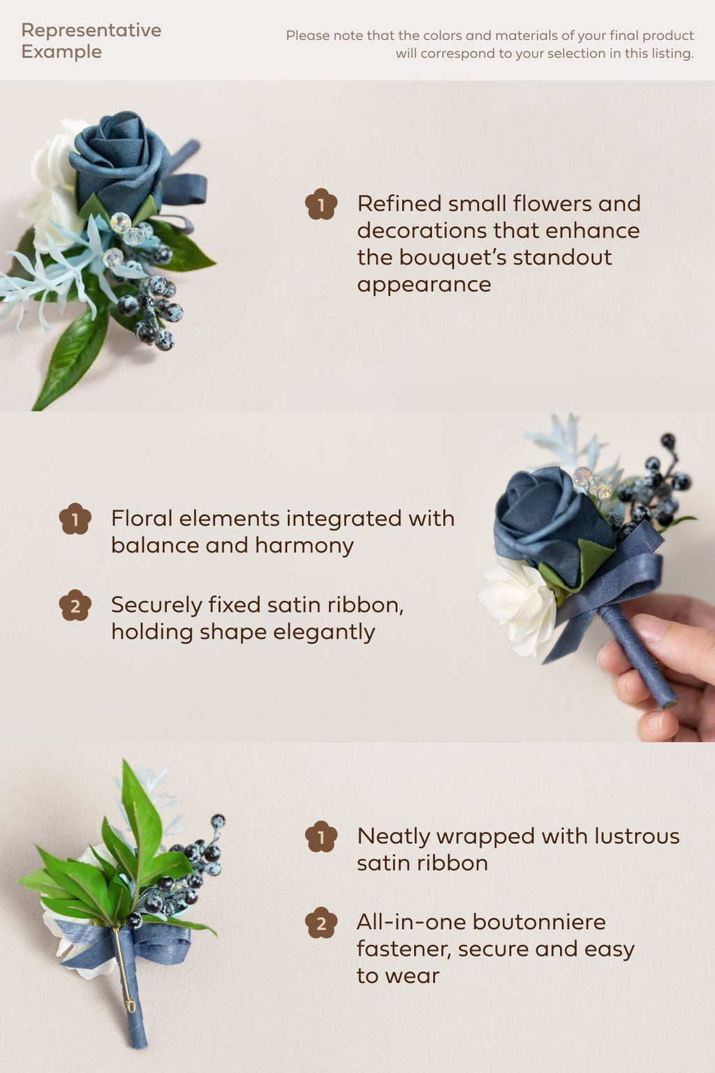 Boutonnieres in Dutch Blue & Navy Blue