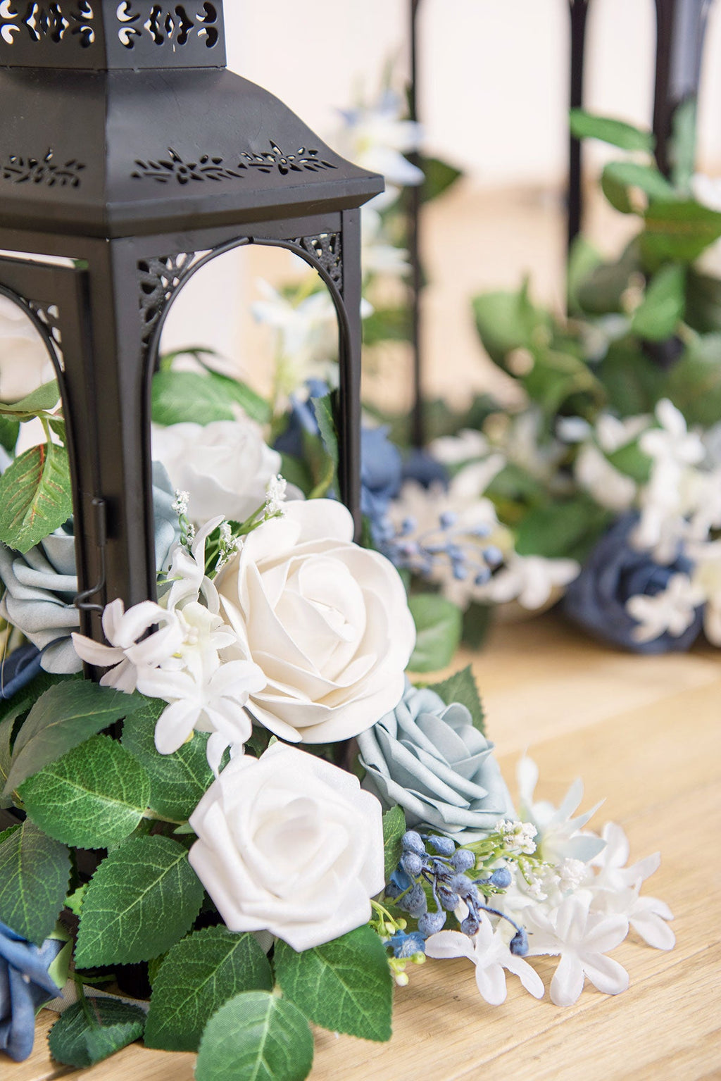 2ft Flower Garlands in Dusty Blue & Navy (Set of 6)