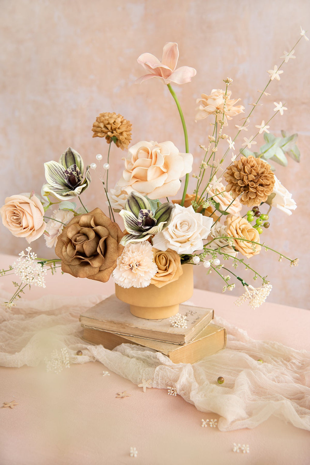 DIY Designer Flower Boxes in Sunny Peach & Apricot (Deluxe Box)