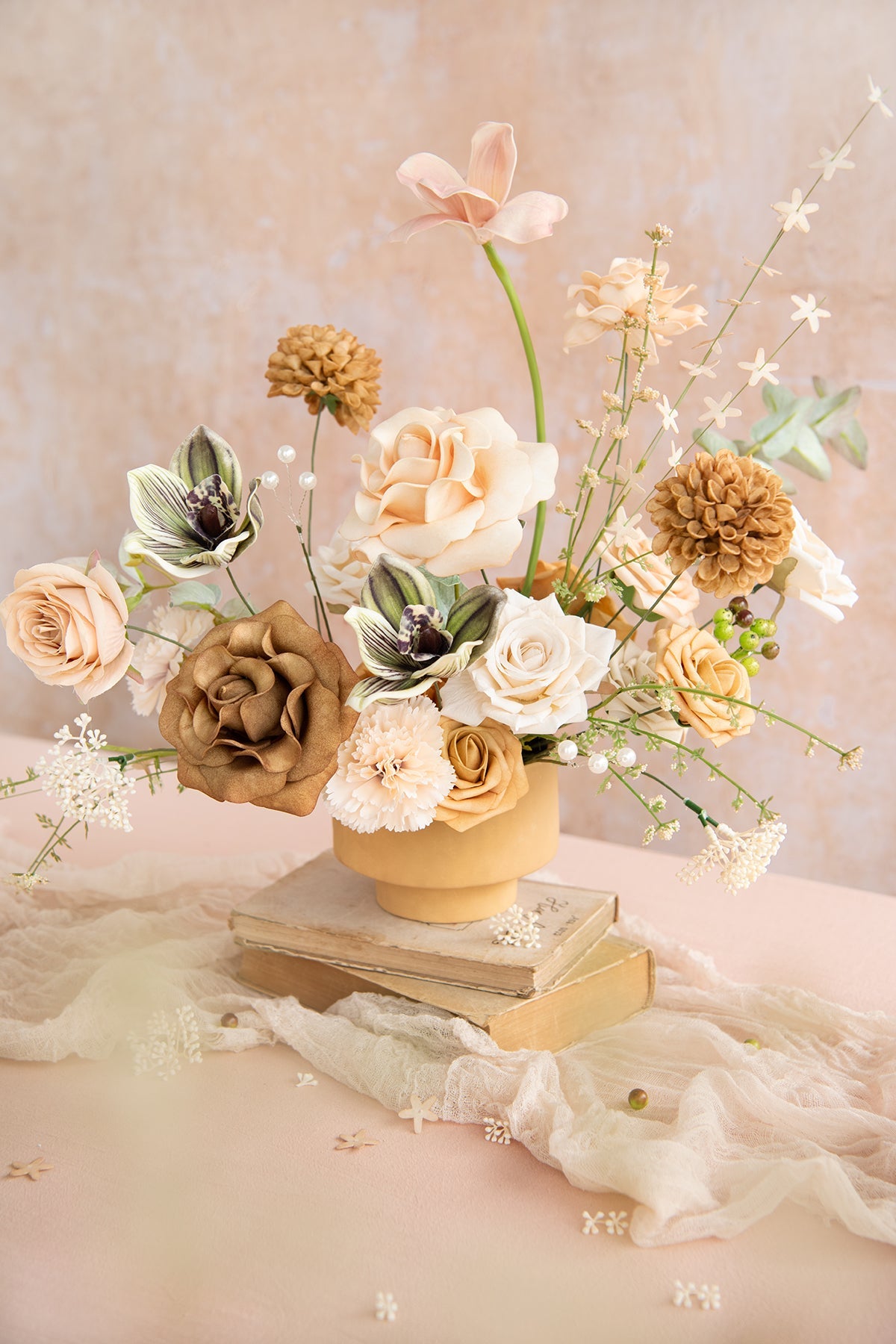 DIY Designer Flower Boxes in Sunny Peach & Apricot (Deluxe Box)