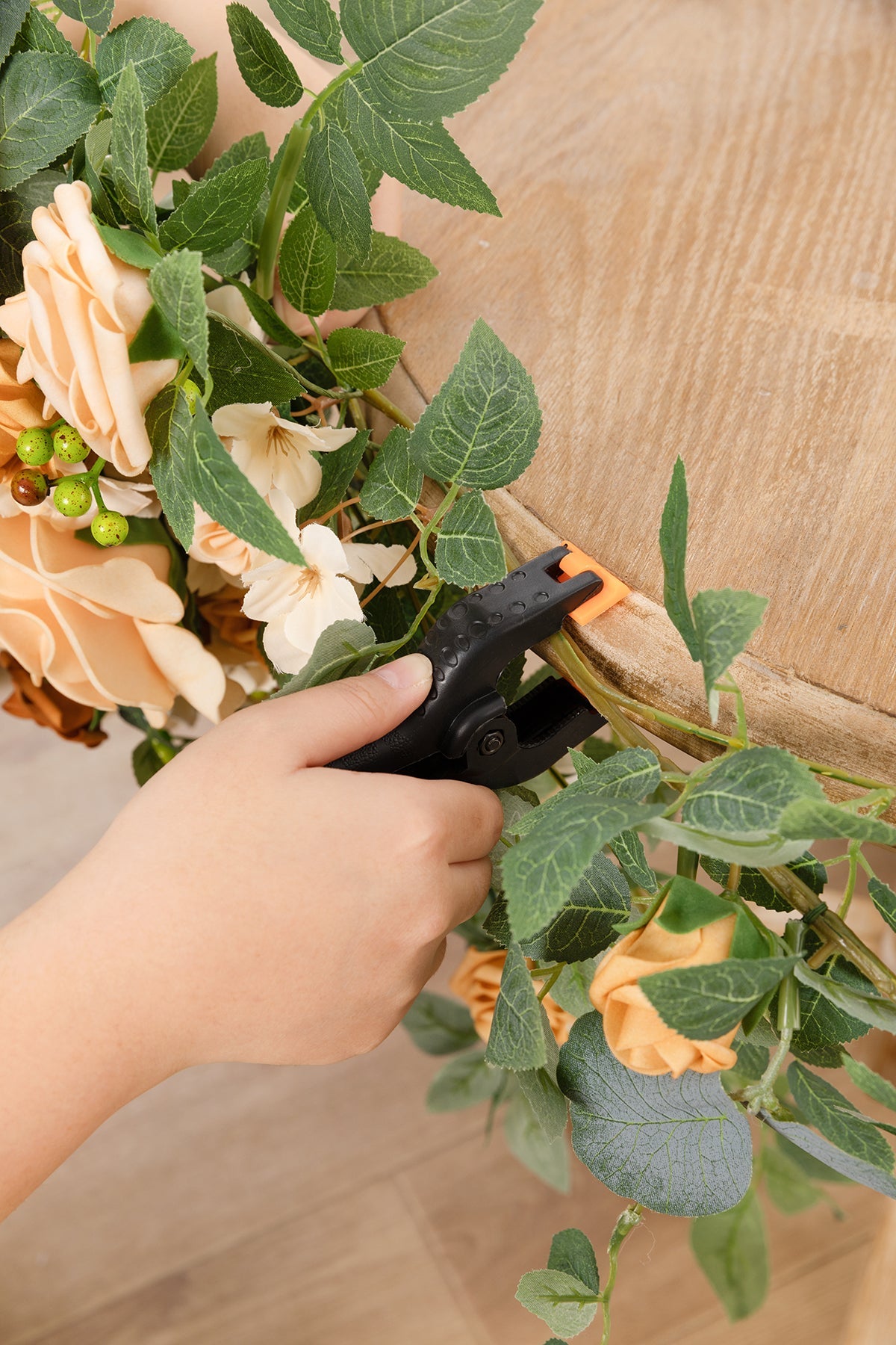Sweetheart Table Floral Swags in Sunny Peach & Apricot  (Set of 2)