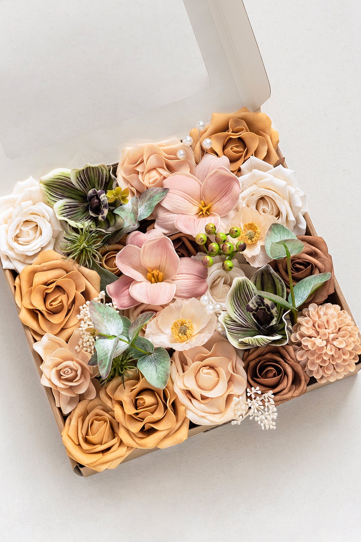 DIY Designer Flower Boxes in Sunny Peach & Apricot (Deluxe Box)