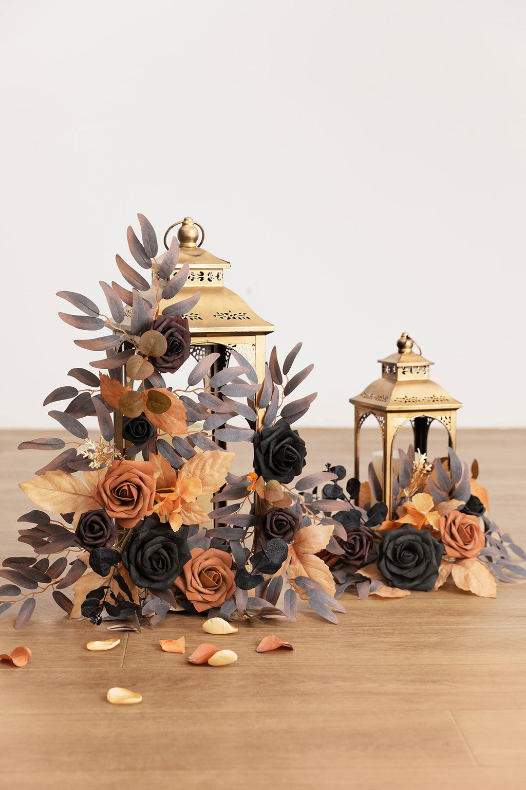 2ft Flower Garlands in Black & Pumpkin Orange (Set of 2)