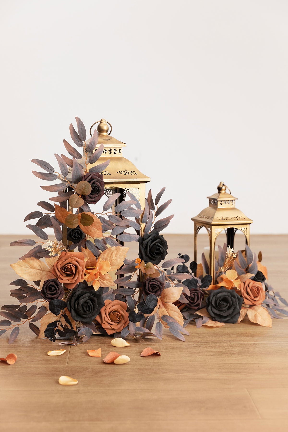 2ft Flower Garlands in Black & Pumpkin Orange (Set of 2)