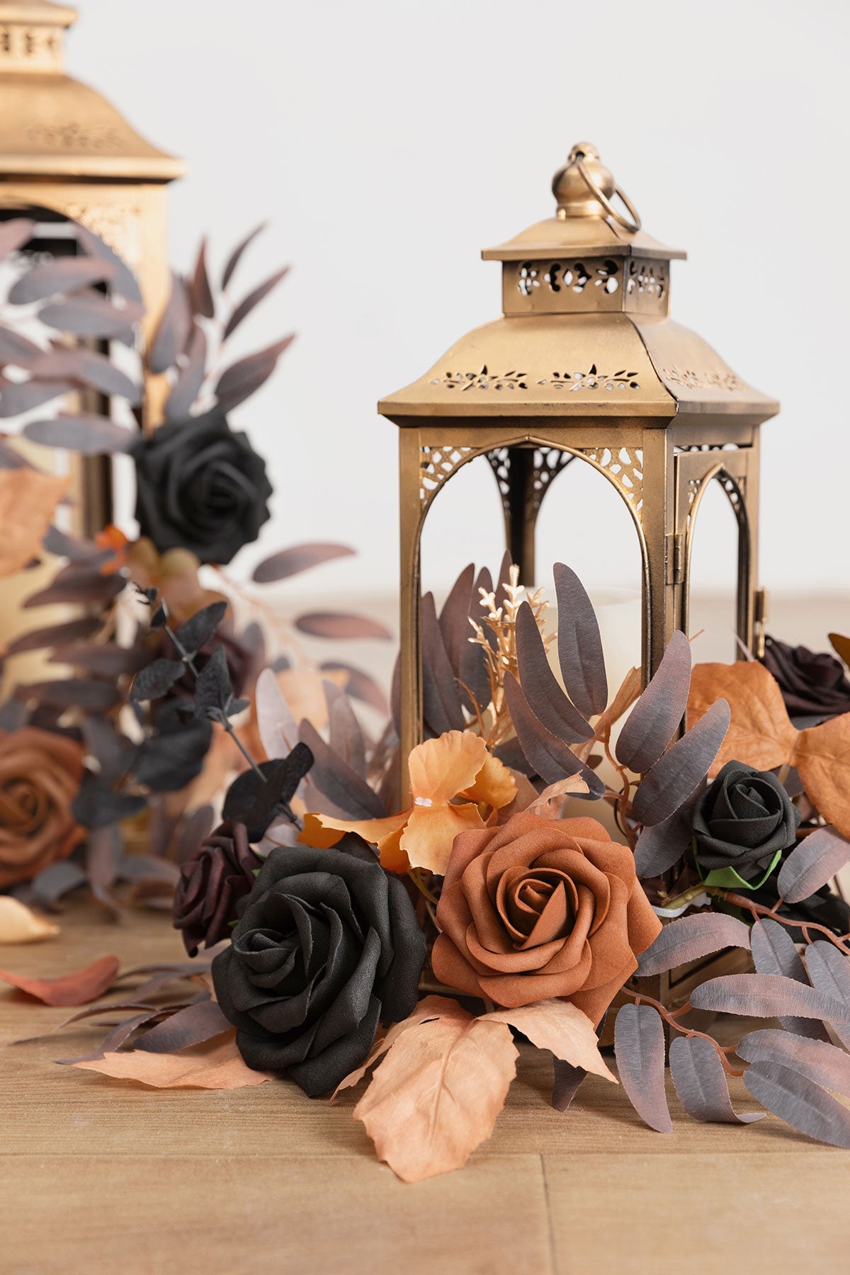 2ft Flower Garlands in Black & Pumpkin Orange (Set of 2)
