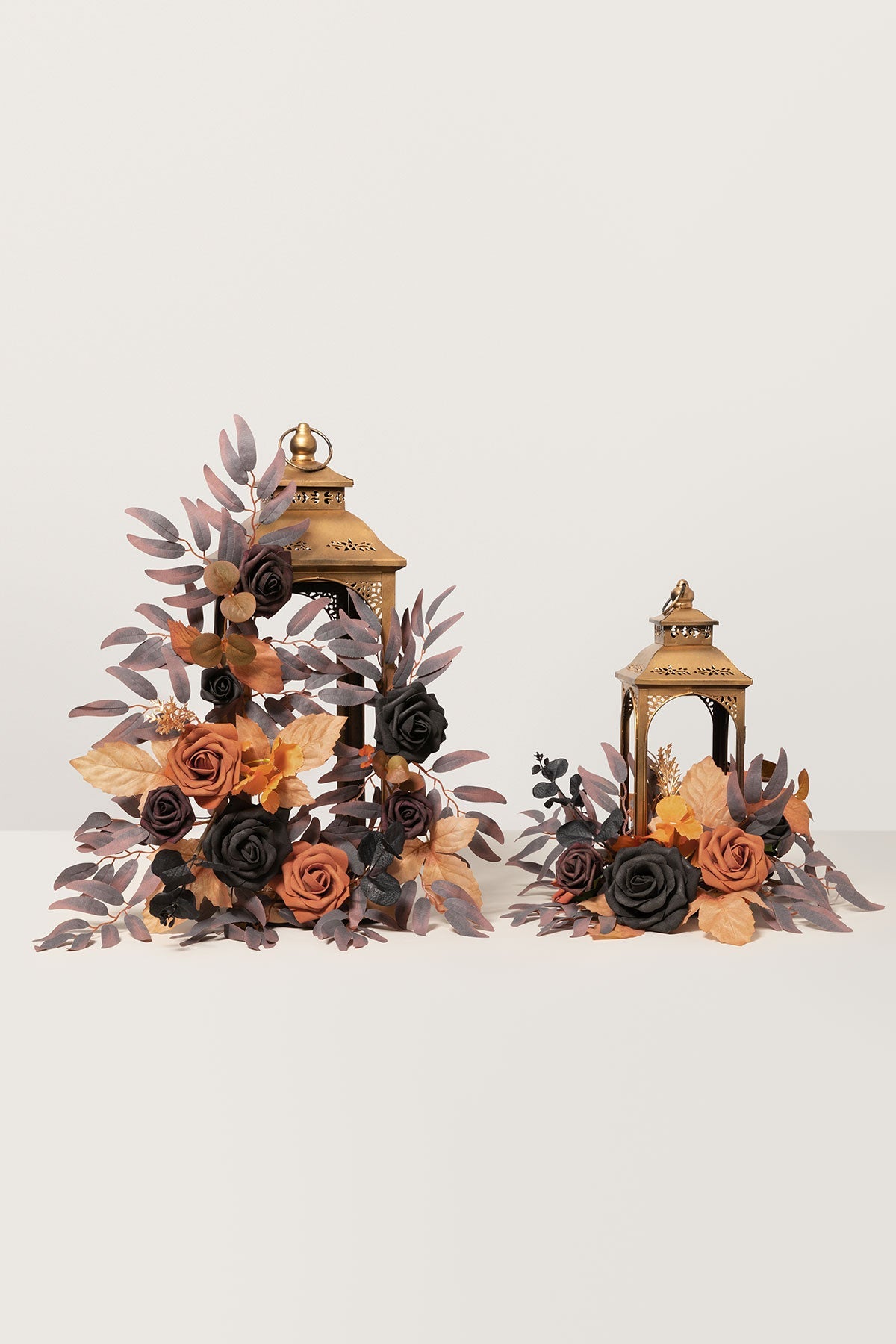 2ft Flower Garlands in Black & Pumpkin Orange (Set of 2)