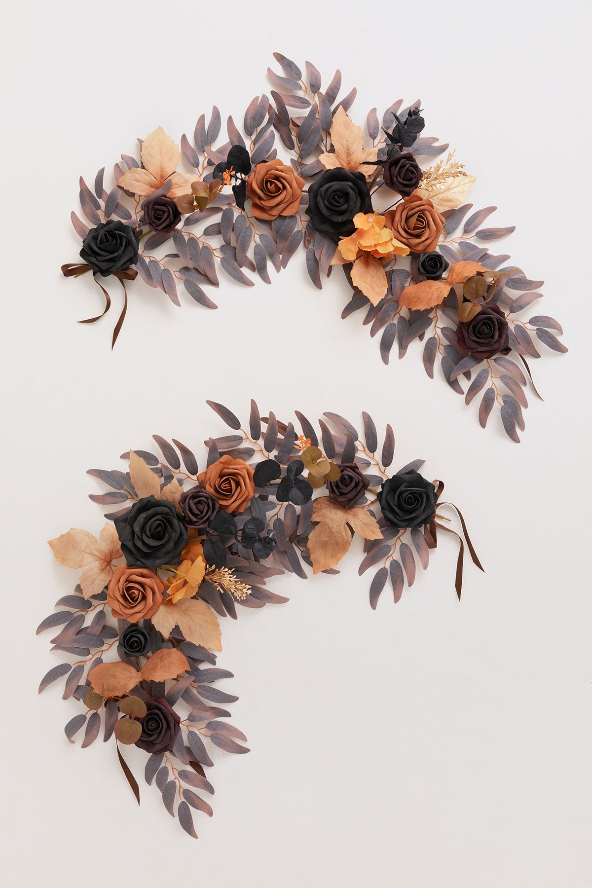 2ft Flower Garlands in Black & Pumpkin Orange (Set of 2)