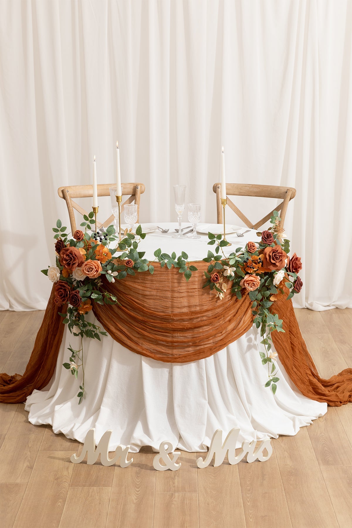 Rustic Gauze Cheesecloth Table Runner 35" w x 14ft - Brown Terracotta