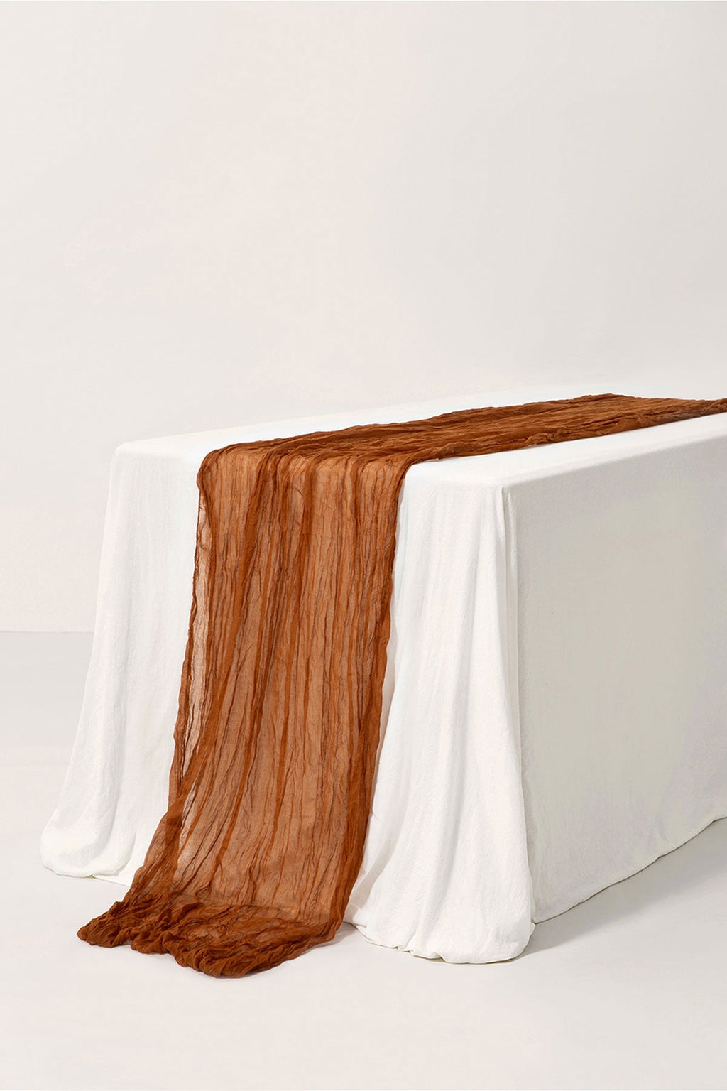 Rustic Gauze Cheesecloth Table Runner 35" w x 14ft - Brown Terracotta