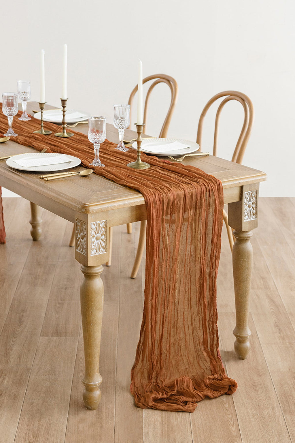 Rustic Gauze Cheesecloth Table Runner 35" w x 14ft - Brown Terracotta
