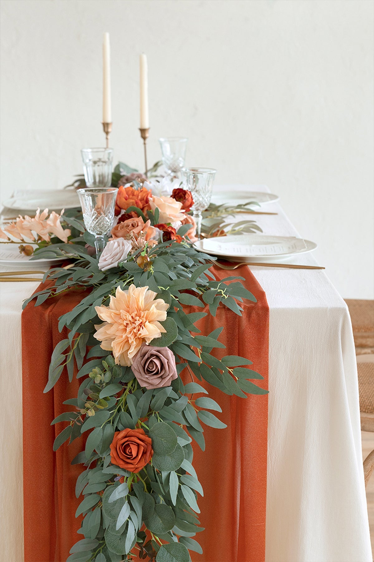 Flash Sale | Romantic Sheer Table Runner 29" w x 10ft in Burnt Ochre