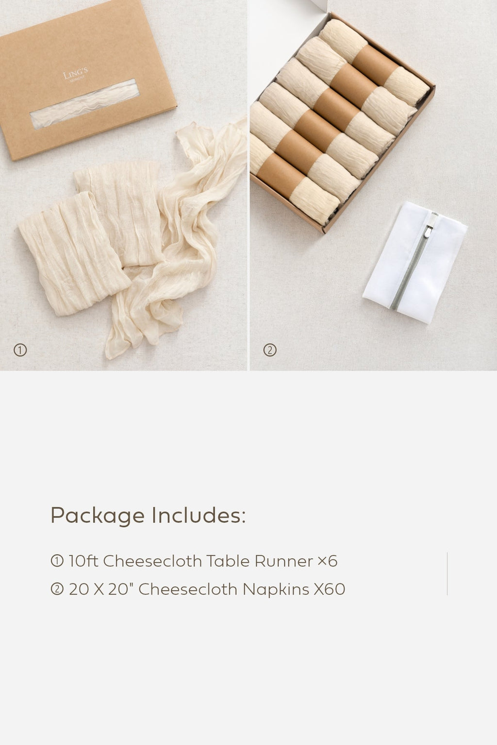 Cheesecloth Napkins & Table Runner Set for Reception