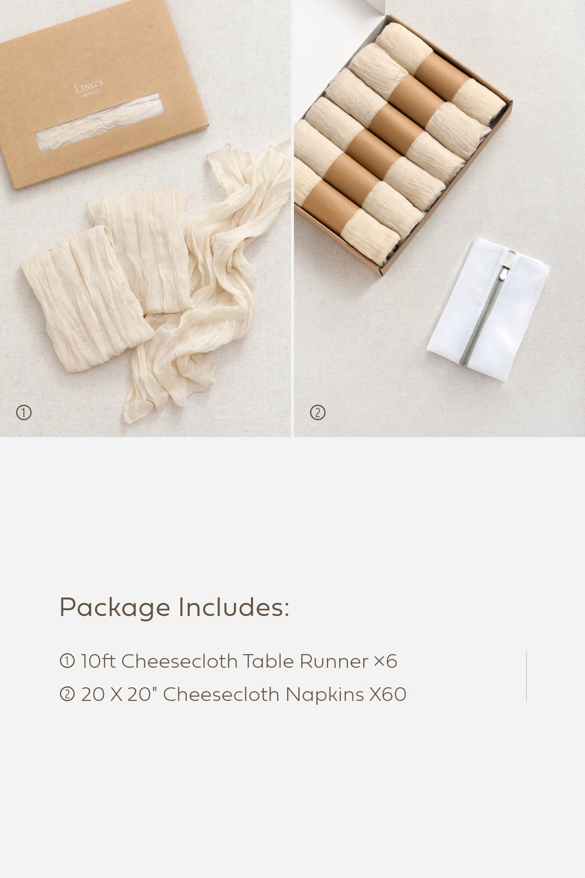 Cheesecloth Napkins & Table Runner Set for Reception