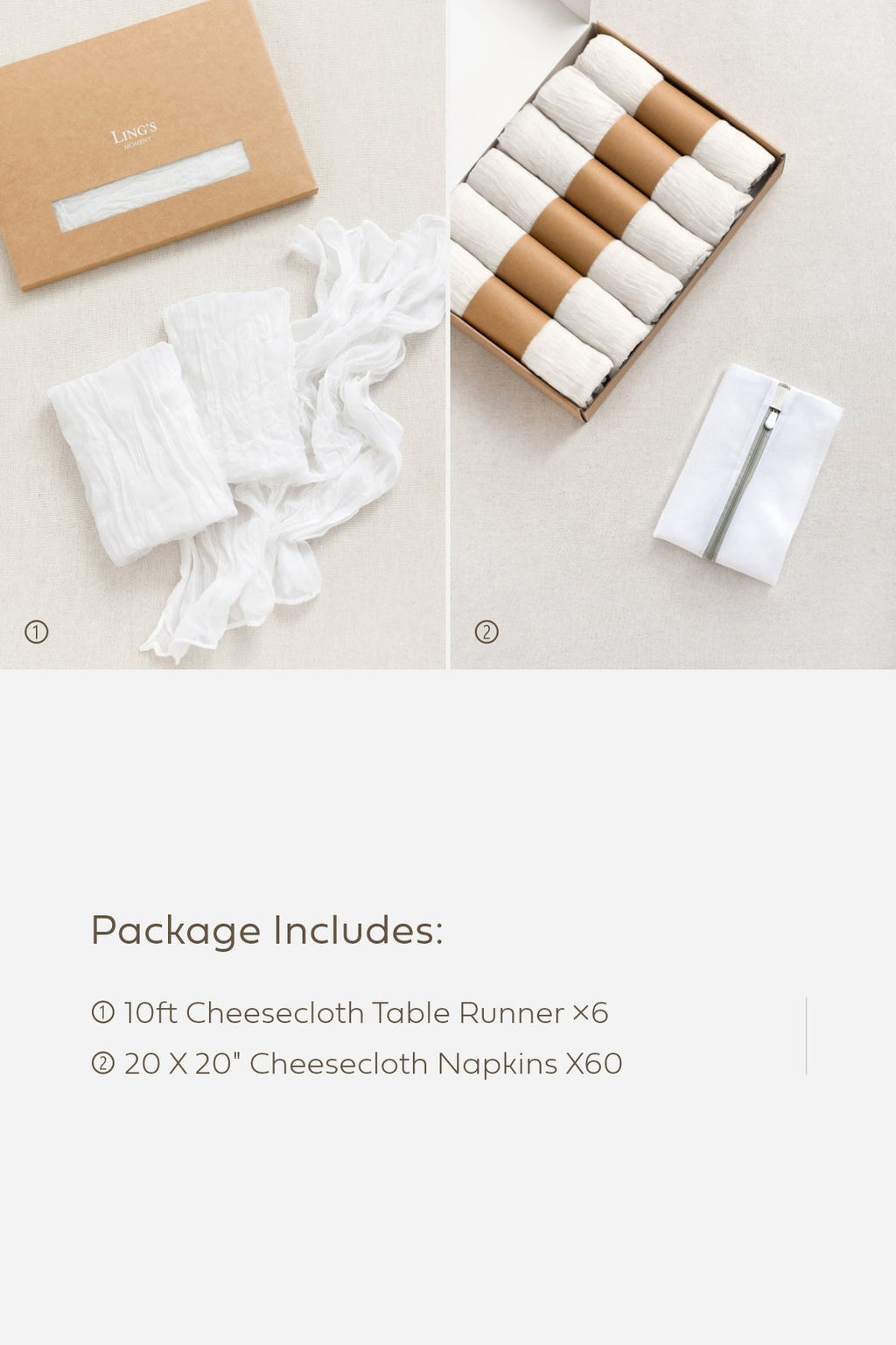 Cheesecloth Napkins & Table Runner Set for Reception