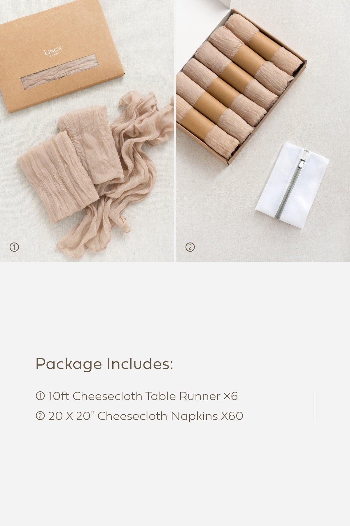 Cheesecloth Napkins & Table Runner Set for Reception
