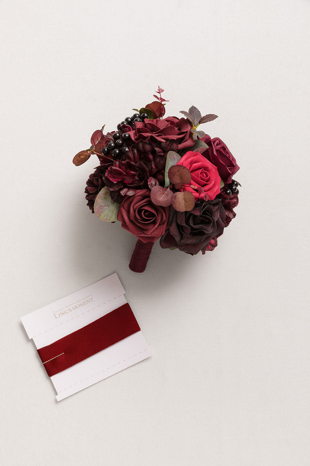 Bridesmaid Bouquet in Burgundy & Black Baccara (Set of 1)