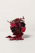 Round Bridesmaid Bouquets in Burgundy & Black Baccara (Set of 4)