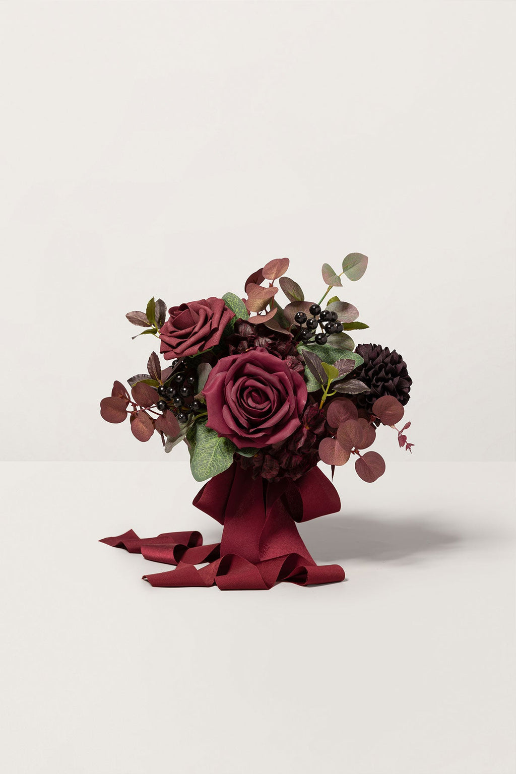 7" Bridesmaid Posy in Burgundy & Black Baccara (Set of 6 )