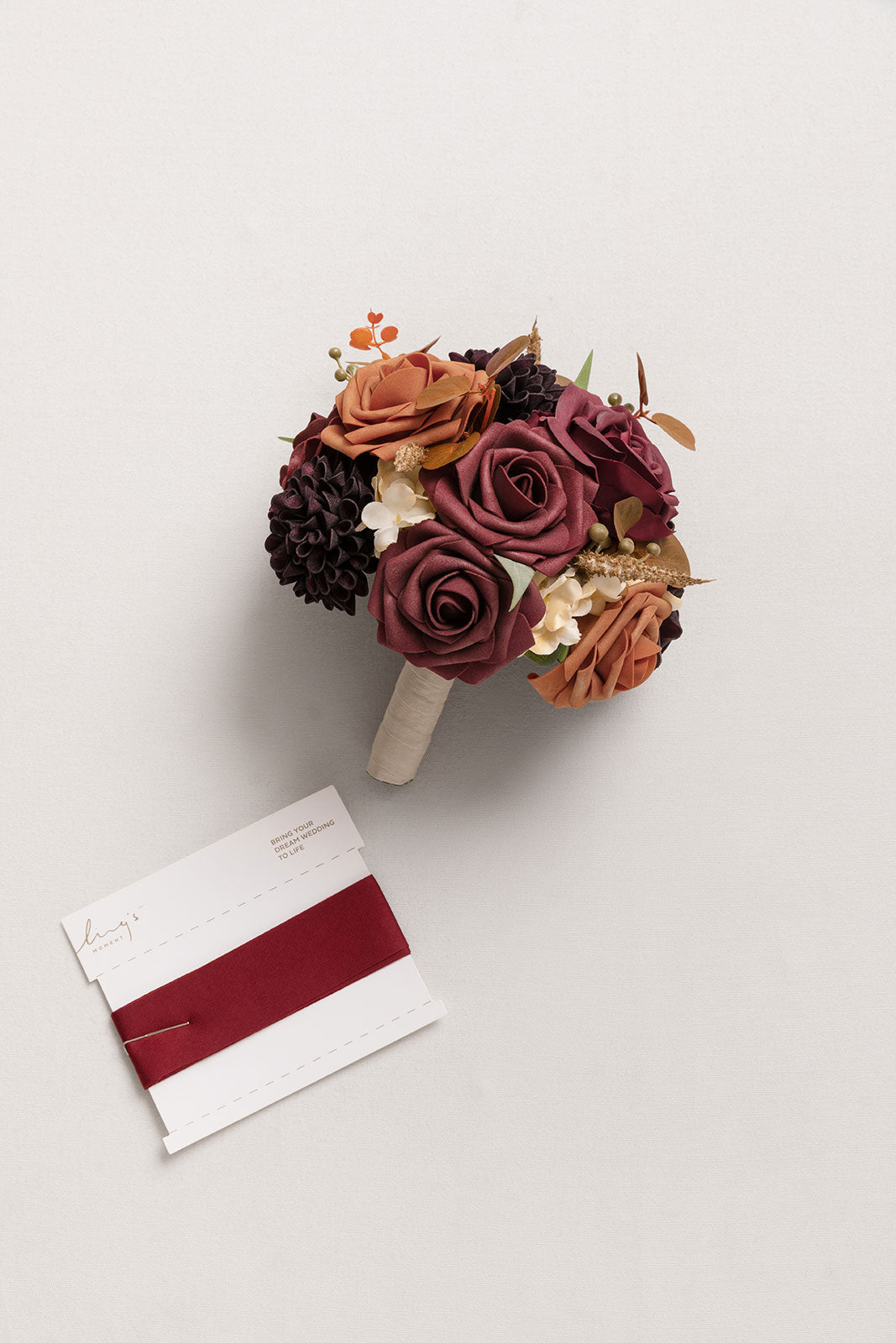 Bridesmaid Bouquet in Burgundy & Burnt Orange (Set of 1)
