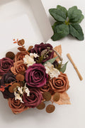 Mini Bouquet Combo Flower Box - Burgundy & Burnt Orange