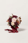 Round Bridesmaid Bouquets in Burgundy & Powder Pink (Set of 4)