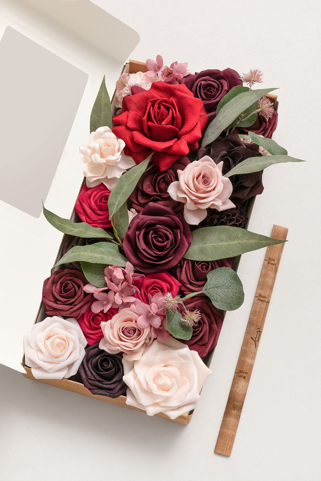 DIY Designer Flower Box in Burgundy & Powder Pink