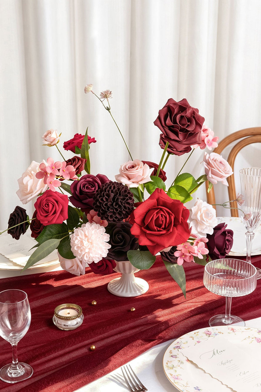 DIY Designer Flower Box in Burgundy & Powder Pink