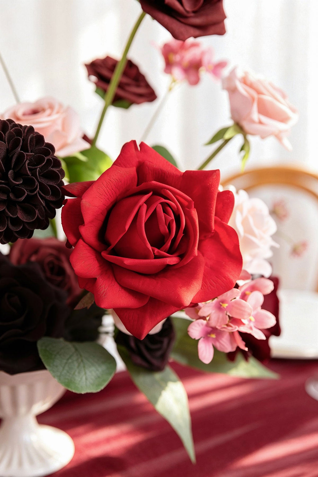 DIY Designer Flower Box in Burgundy & Powder Pink