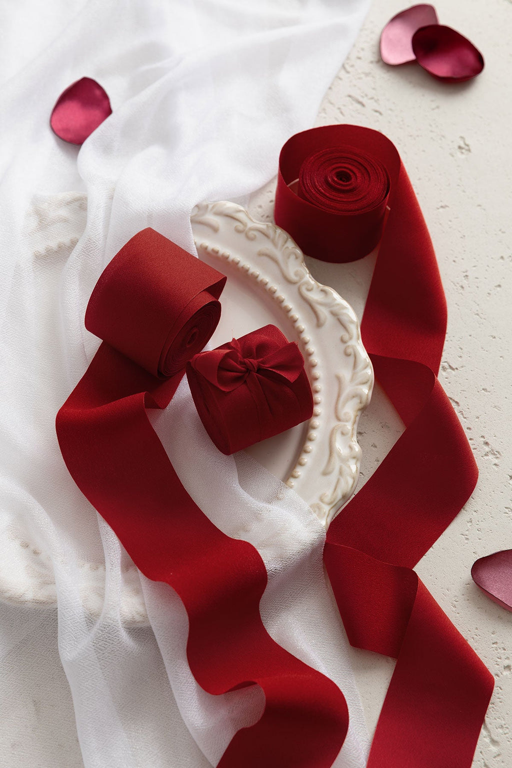 Matte Satin Ribbons 1.5" w x 20' h - Carmine (Set of 3)
