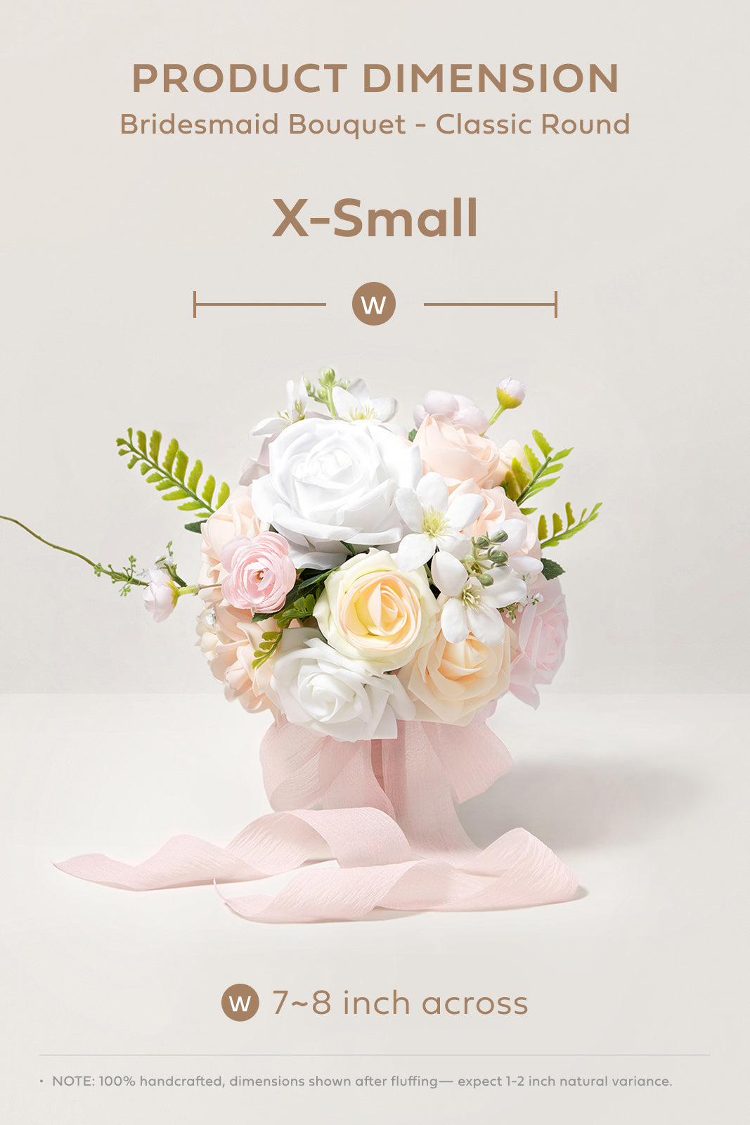 Round Bridesmaid Bouquets in Blush & Cream (Set of 1)