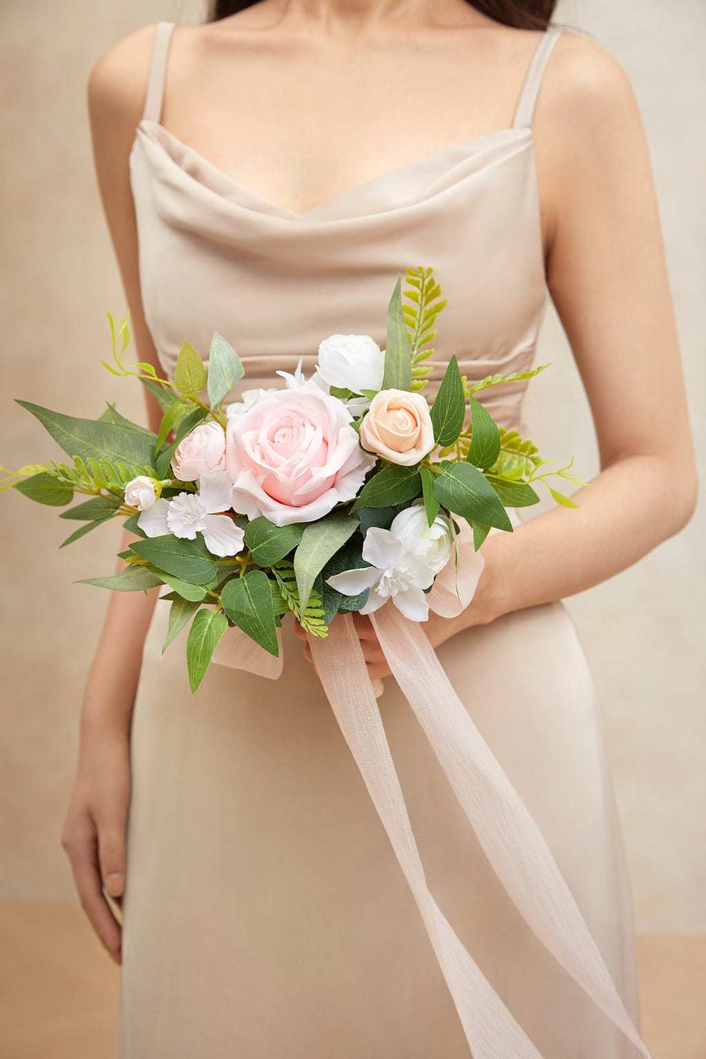 7" Bridesmaid Posy in Blush & White (Set of 6 )