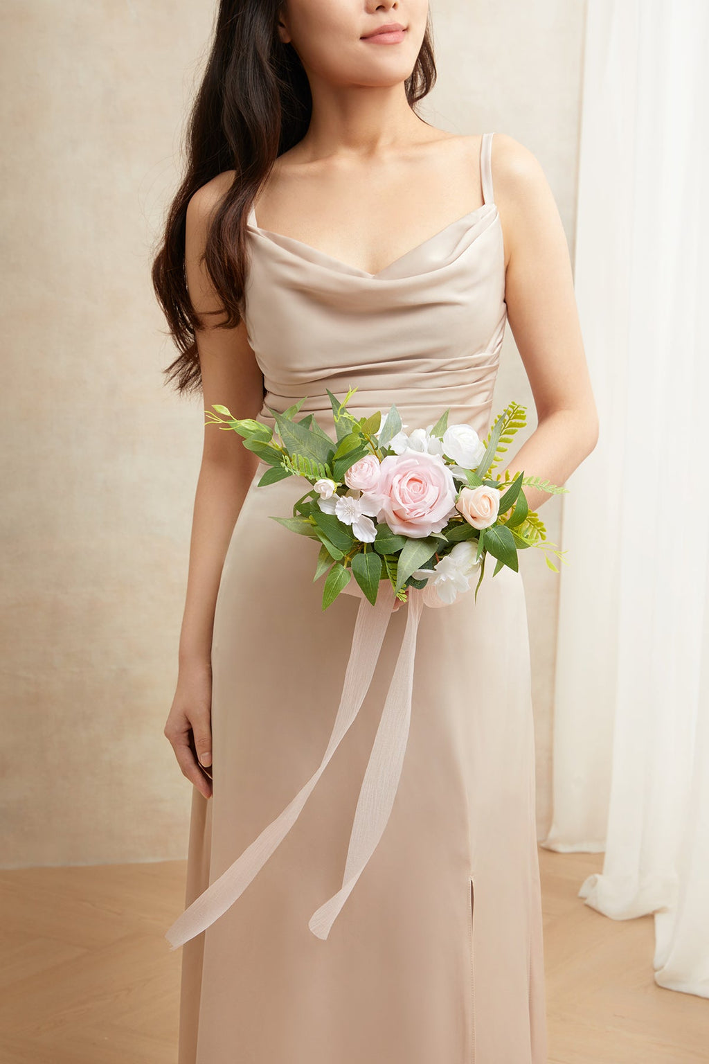 7" Bridesmaid Posy in Blush & White (Set of 6 )