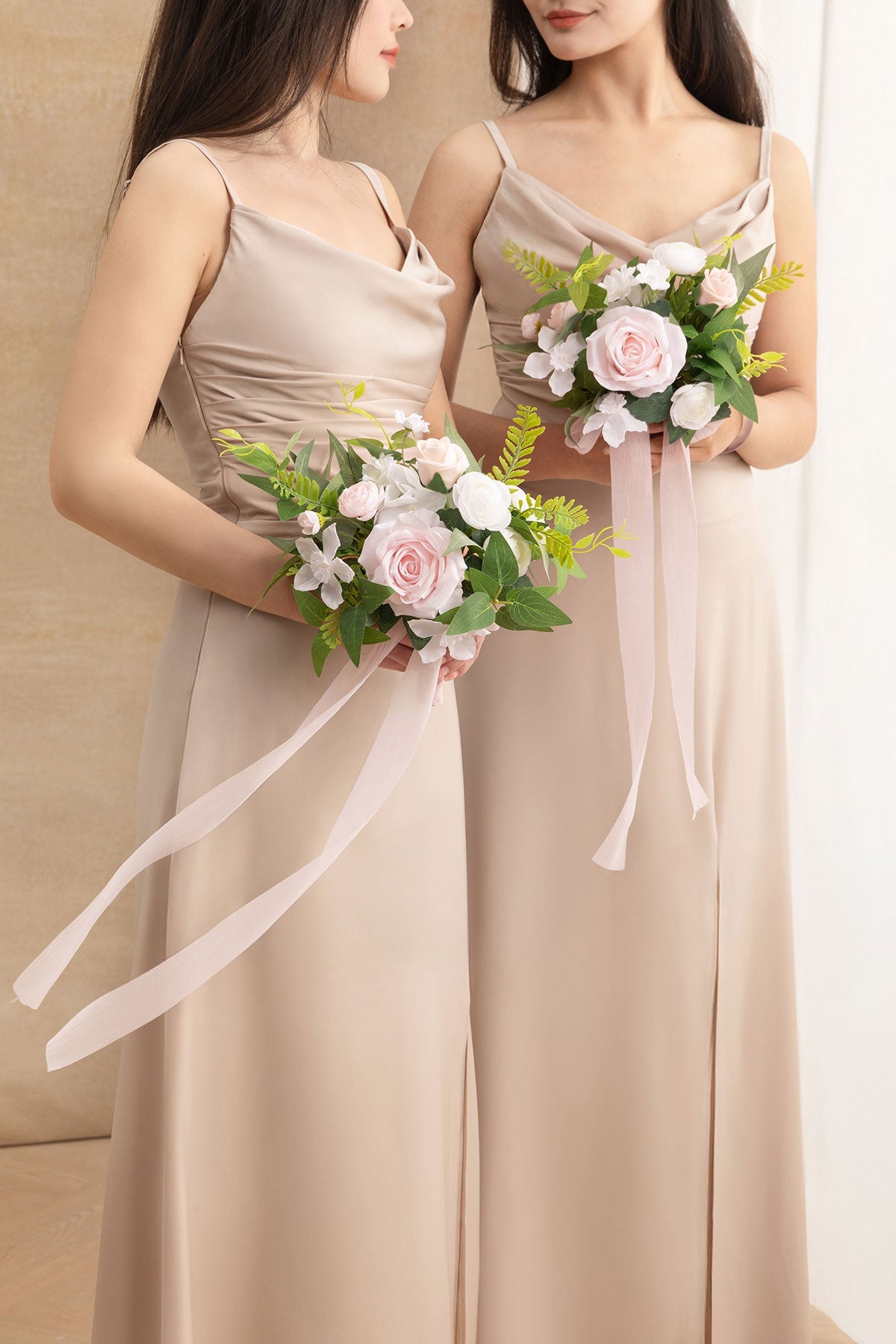 7" Bridesmaid Posy in Blush & White (Set of 6 )