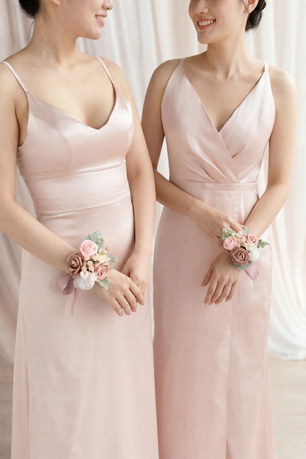 Wrist Corsages in Dusty Rose & Cream (Set of 2)