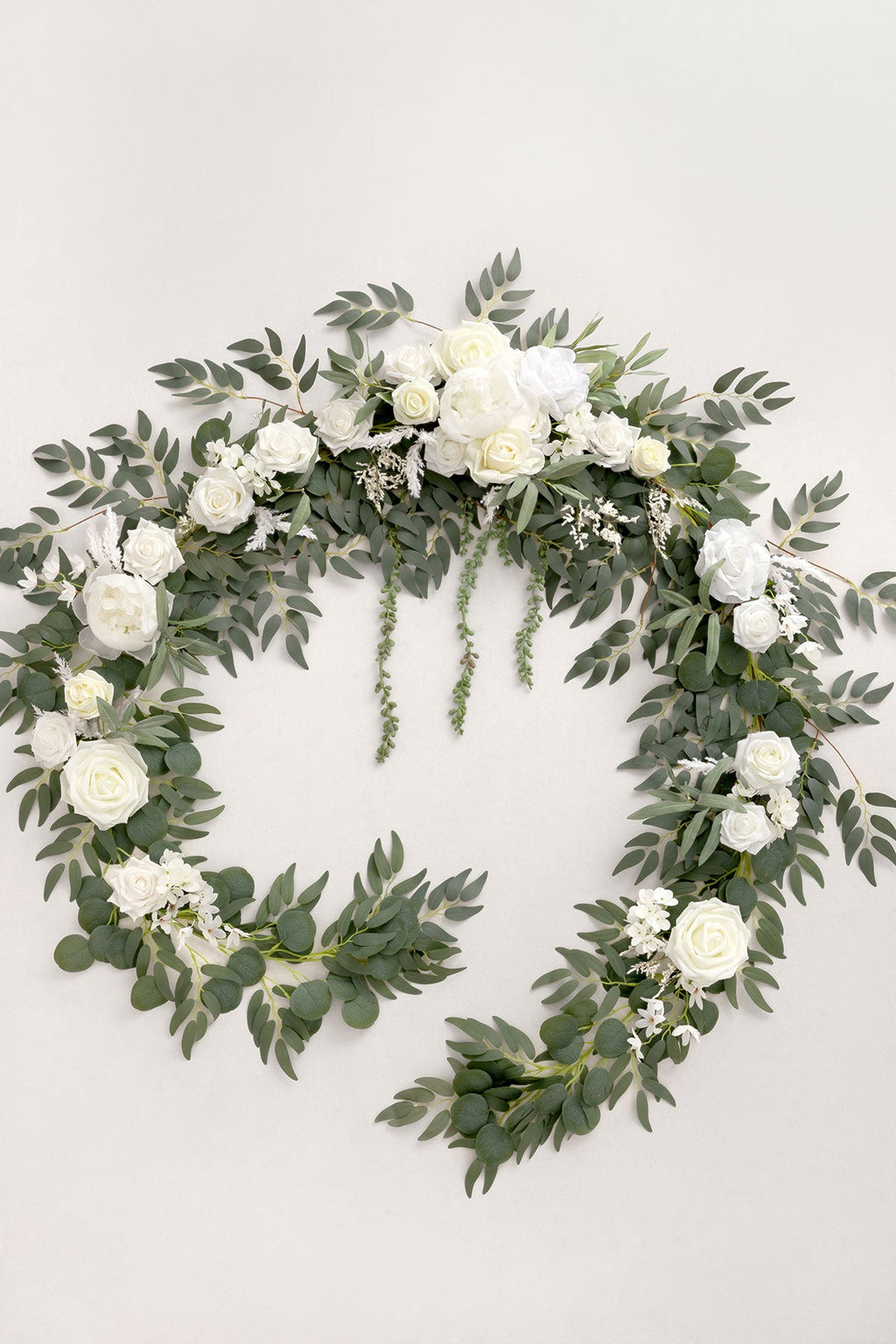 9ft Head Table Flower Garland in White & Sage